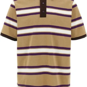 GUCCI Men's Striped Cotton Polo Shirt